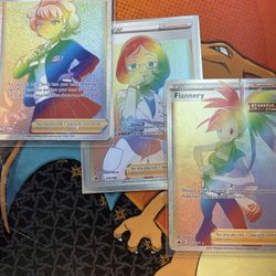 3 Mint Rainbow Rare Trainer Cards