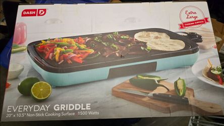 New DASH Everyday Griddle Extra Large 20"x10.5" Non-Stick 1500W Electric Grill