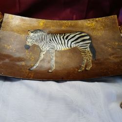 Glass Safari Tray And Figurines 