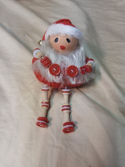 2Christmas Shelf Sitters Santa mantle Christmas cozy Holiday beaded/buttons