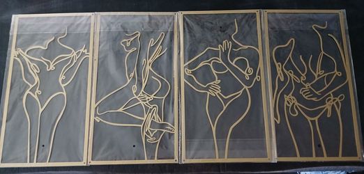 NEW - Gold, Womens Silhouette, Metal Wall Art (set of 4)