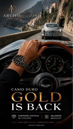 Casio Duro Black & Gold – Sapphire Crystal – Milanese Bracelet – Full Set