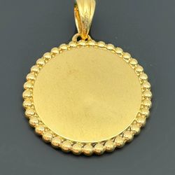 14k solid yellow gold Round Medallion Ball Pendant Charm