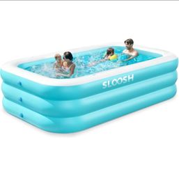 SLOOSH Inflatable Pool for Adults with Seats, 120" x 72" x 22" Full Sized Blow Up Above the Ground Family Pool