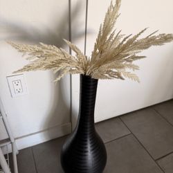 Modern Black Floor Vase + Pampas Grass (Statement Decor Piece)