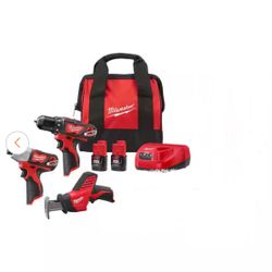 Milwaukee M12 12V Lithium-Ion Cordless 3-Tool Combo Kit with (2) Compact 1.5Ah Batteries, Charger