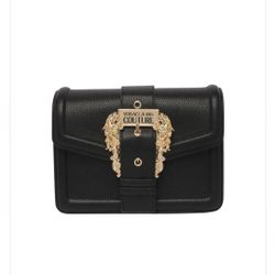 VERSACE JEANS BLACK AND GOLD LEATHER COUTORE WOMENSHANDBAG