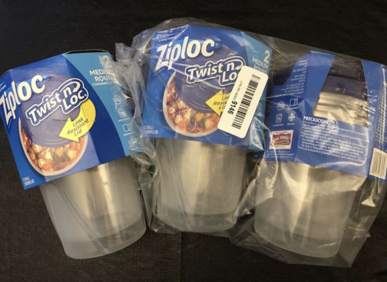 6-pack Ziploc Twist & Loc Round Food Storage Containers w/ Lids - 1 quart medium size