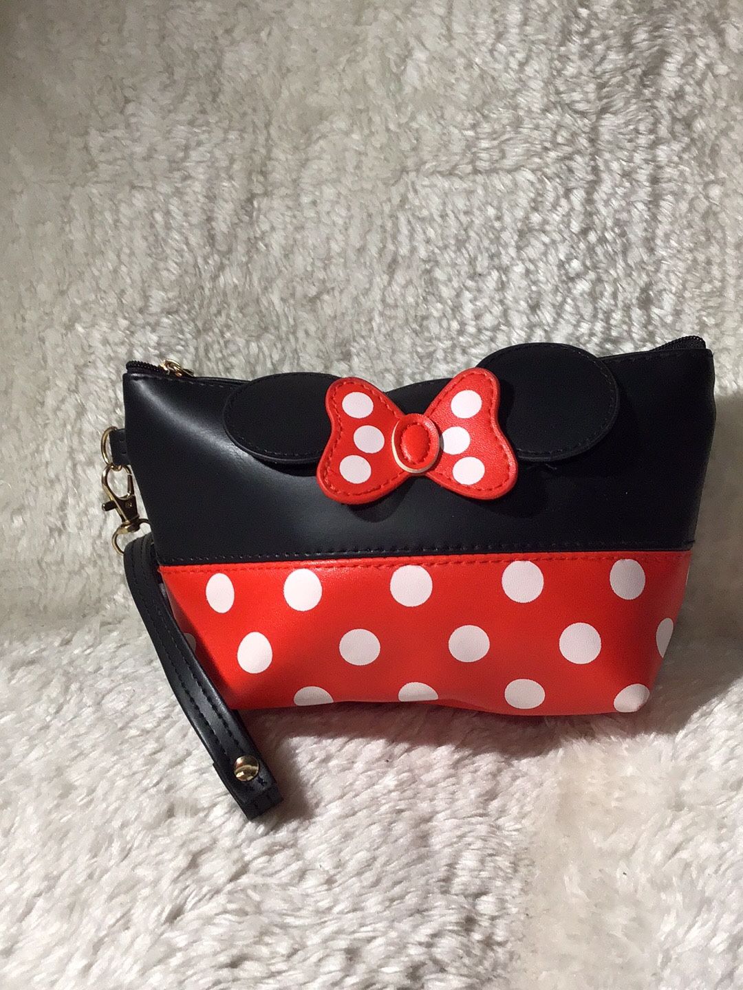 Minnie Mouse Ears Style Polka Dots Cosmetic Bag