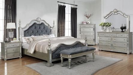 Sterling Silver Mirrored Poster Bedroom Set | B7660