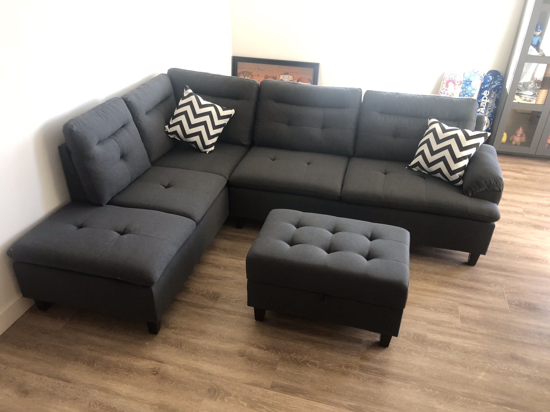 New Sectional with Storage Ottoman. $650