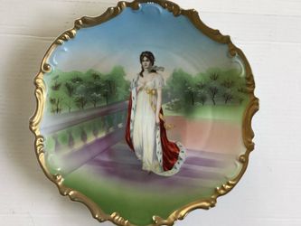 Antique Large Decorative Plate Prussia Queen Louise 13” Diameter Hand-Painted Porcelain
