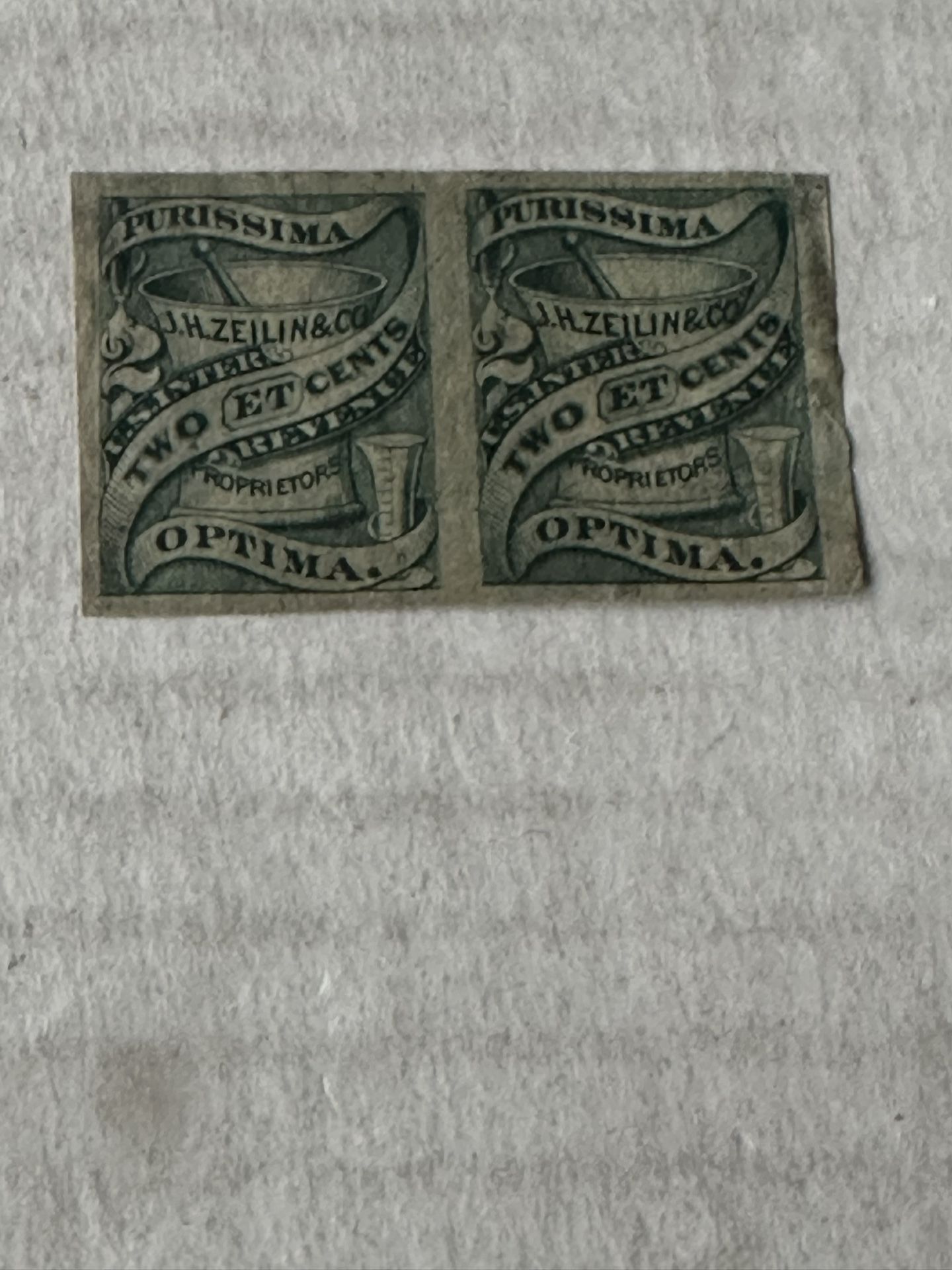 United States Optima Proprietors Pair Mint Hinge 1898