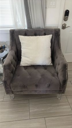 Gray accent chair
