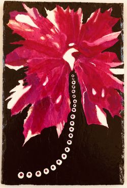 Hand Painted Floral Flowers Slate Ready to Hang Artwork