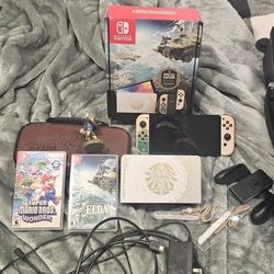 Nintendo Switch OLED Zelda Tears Of The Kingdom Edition W/ 2 Games, Zelda Amiibo, & Carrying Case