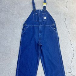 New Carhartt Denim Bib Overalls Carpenter Workwear R07 DST