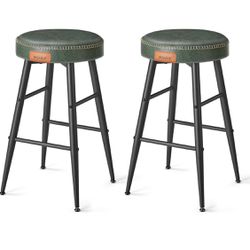  Bar Stools Set of 2, Counter Height Bar Stools, Kitchen Counter Stools, Mid-Century Modern Backless Counter Stools, 24.8-Inch Tall, Kitchen Island Ho