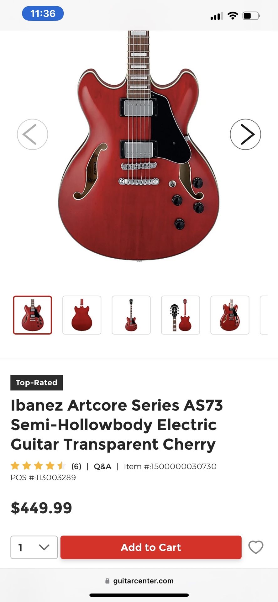 Ibanez Artcore Semi Hollow Electric Guitar