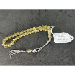 Real Natural baltic amber 12.5gr 33 BEADS ROSARY Tesbih Silver 925 7.5x7.5mm