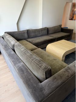 Restoration Hardware Maddox Left Arm L Sectional in charcoal vintage velvet