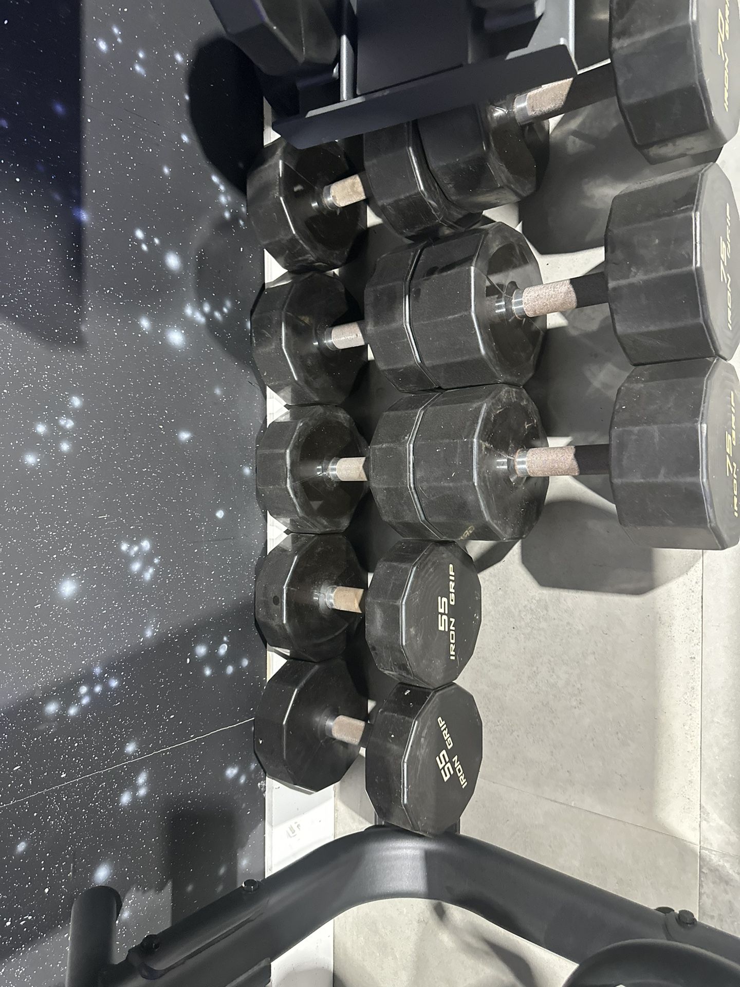 55 To 100 Pound IRON GRIP Dumbbells 