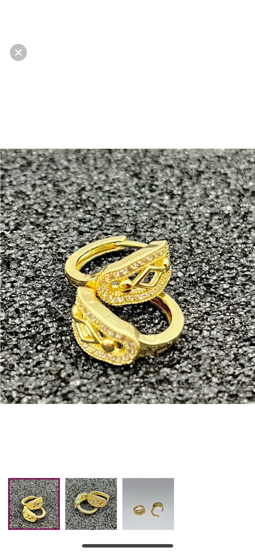 NEW 18K Yellow Gold Plated Crystal CZ Small Hoop Huggie Earrings