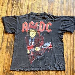 Vintage L ACDC AC/DC Single Stitch 96 Ballbreaker Tour T-Shirt Brockum Rock 90s