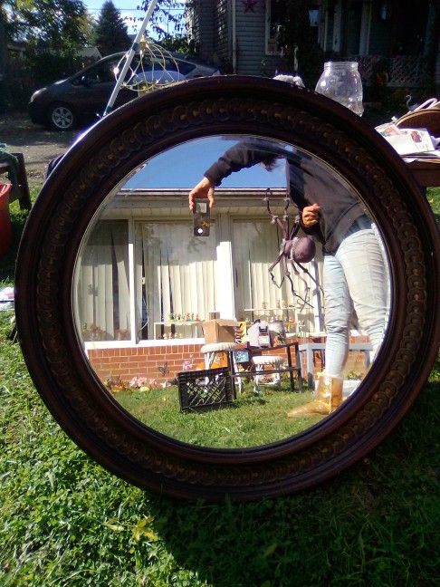 Large,Heavy, Wood, Antique Mirror 38 Inches