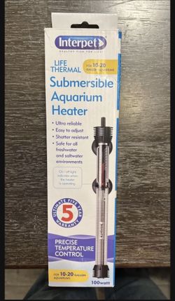 Interpet Life Thermal Submersible Aquarium Heater For 10-20 gal Aquariums 100W