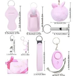 9pcs Gift Packaging Safety Keychain Full Set For Women, Safety Keychain Set With Personal Alarm,  Protective Keychain Accessories As A Holiday Gift Fo