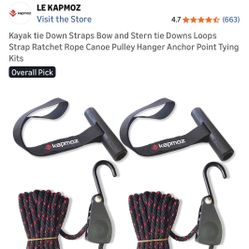 Kayak tie Down Straps Bow and Stern tie Downs Loops
