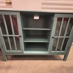 Like New • 2 Door Cabinet with Storage Shelves • Turquoise • Very Good Condition