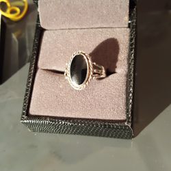 Sterling Silver Snd Onyx Ring ,size 6 This Ring Is Beautiful The Pictures Do Not Do It Justice