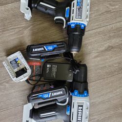 Hart 1/2 inch brushless and regular drill / driver set with two batteries