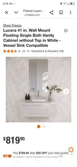 Fresca Lucera 41" Wall Mount Floating Bath Vanity Cabinet