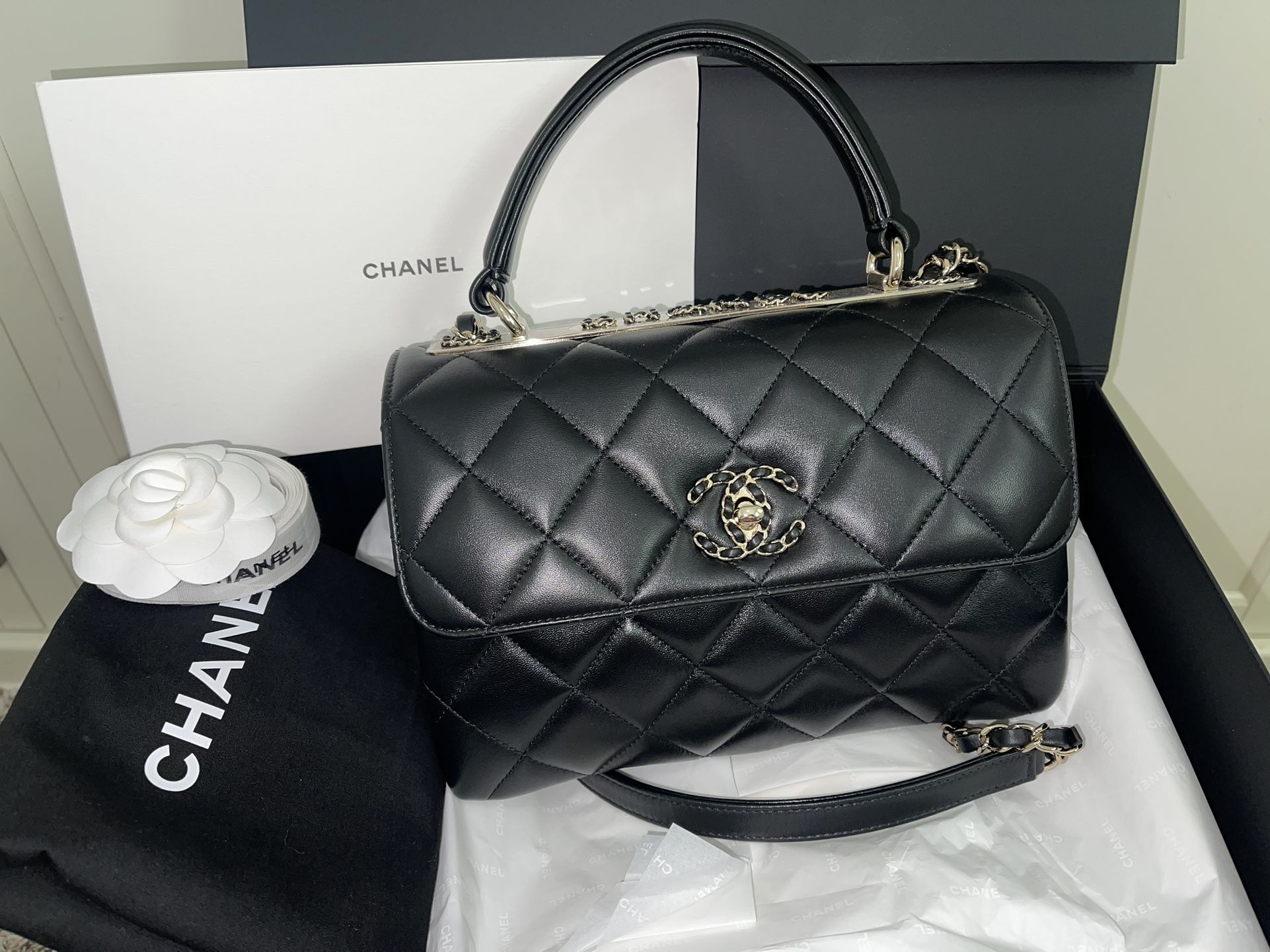 Authentic CHANEL 23S Quilted Trendy CC Top Handle Flap Bag for Sale in  Boerne, TX - OfferUp
