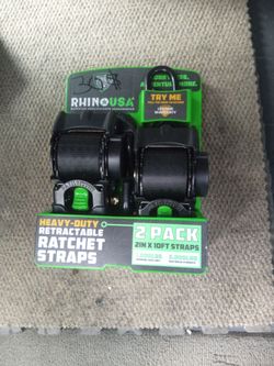 Rhino heavy duty retractable ratchet straps(2) pk