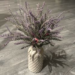 Lavender artificial plant and vase