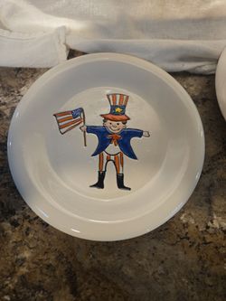Vintage Hausenware Patriotic Uncle Sam Plates by Sally Noll - Set of 2