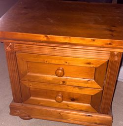 Solid Wood Full Bed, Mattress & Matching Nightstand Set