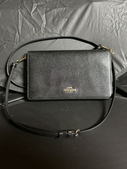 Coach Black Leather Crossbody Wallet