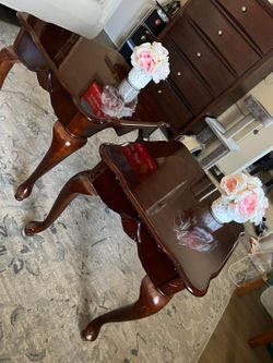 Site Tables Scalloped Edge Dark Wood finish 2 For 30