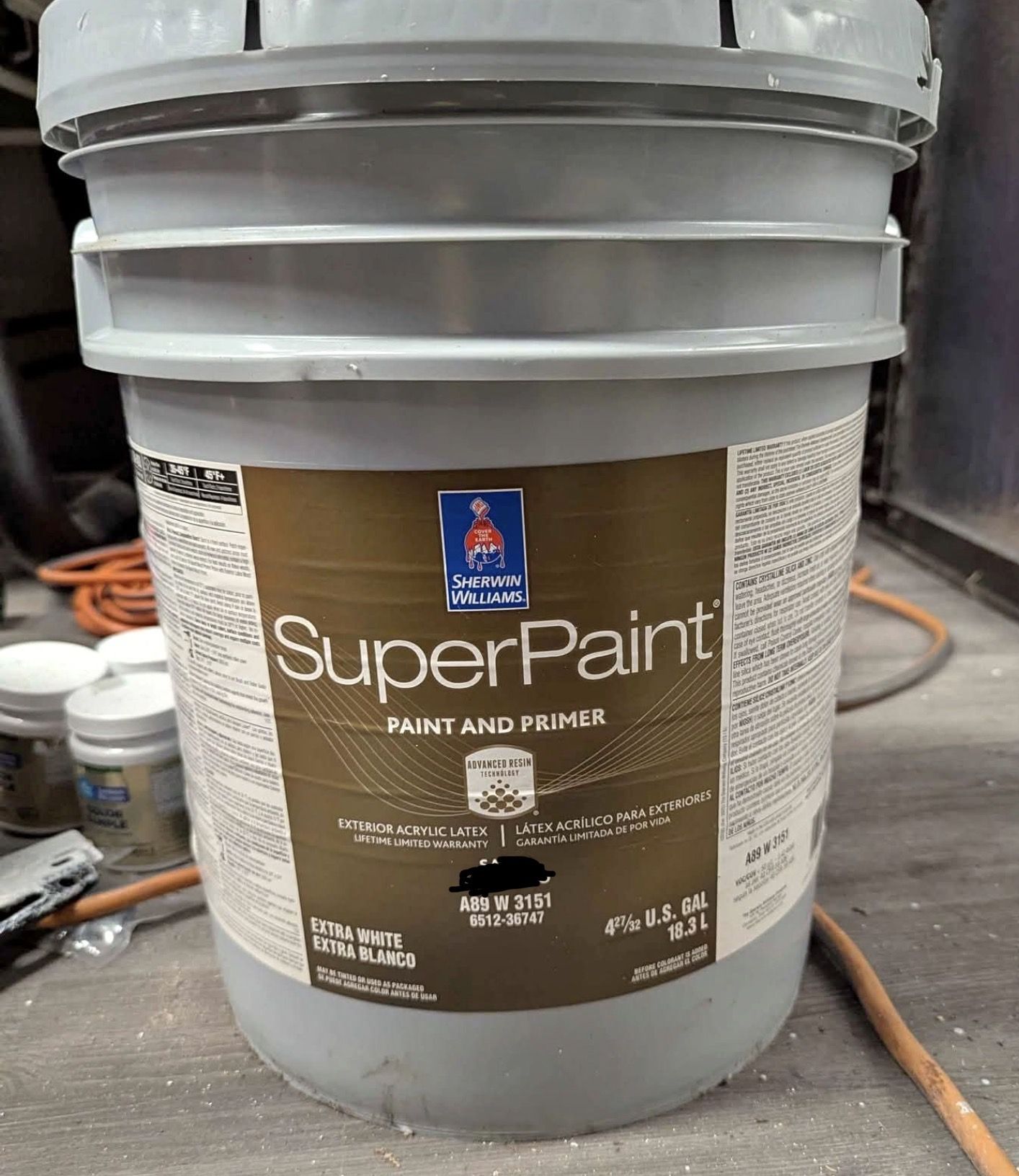 Exterior Superpaint and primer in one. Color 7505 Dark Brown . New 5 gallons