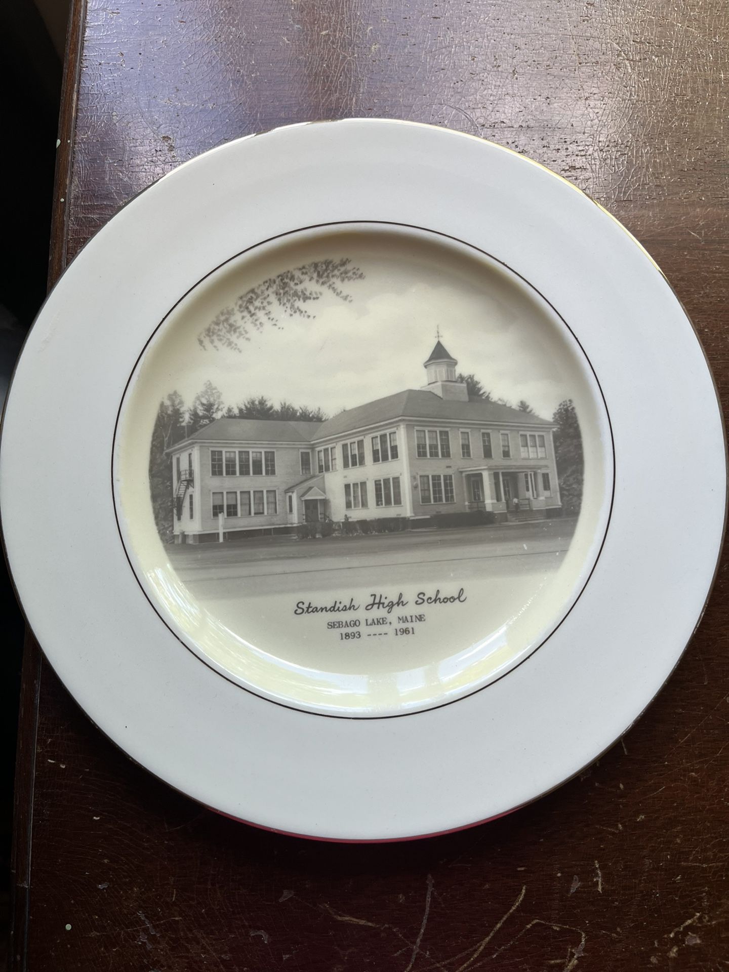China Plate With Picture Of The Standish High School