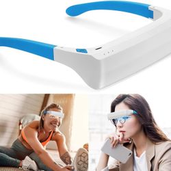 Light Therapy Glasses, Portable & Wearable UV-Free Blue White (2 in 1) LED Light Therapy Lamp, Natural Relief for Good Sleep, Happy Mood, Boost Energy