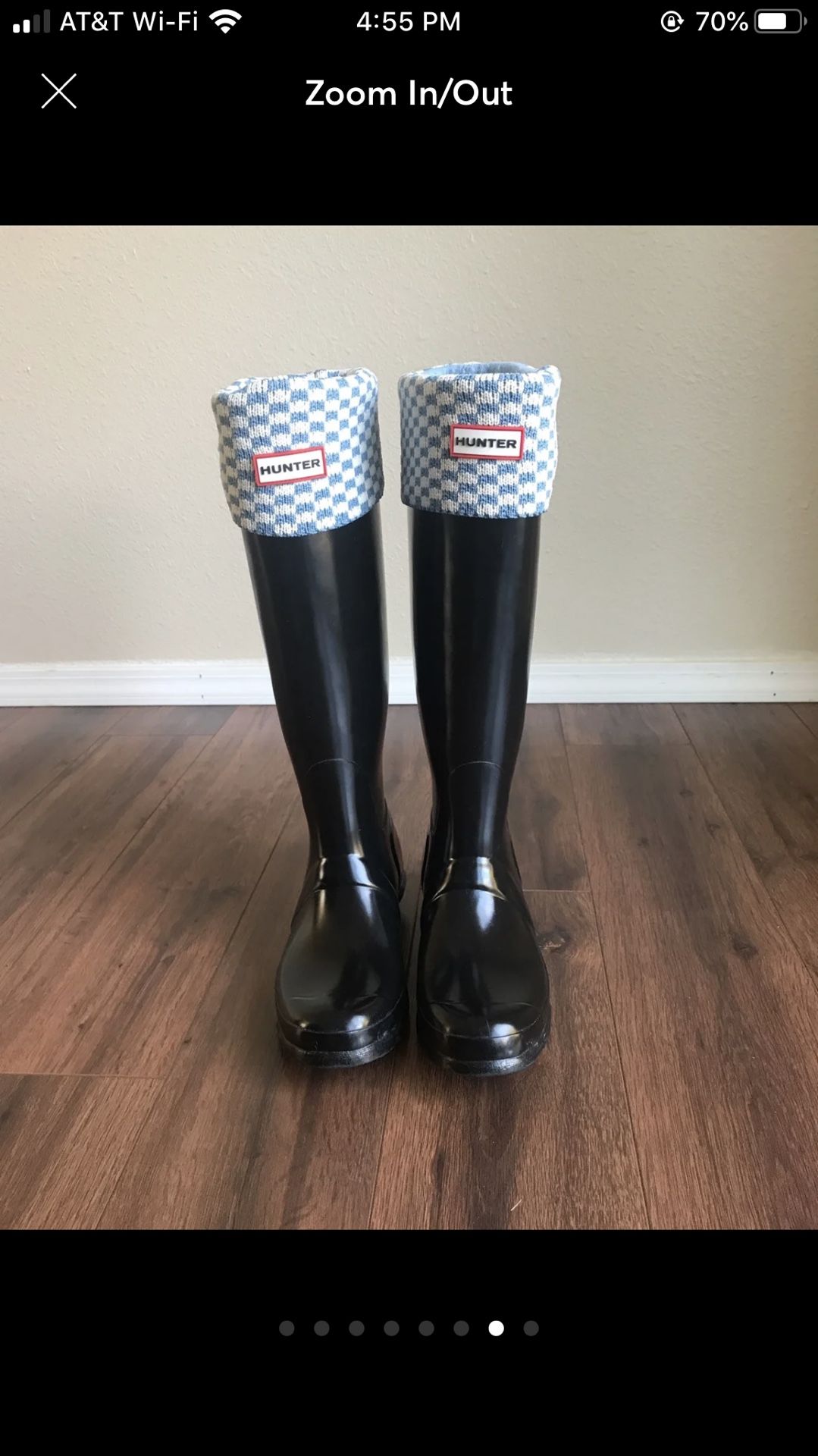 Hunter rain boots size 8 women.