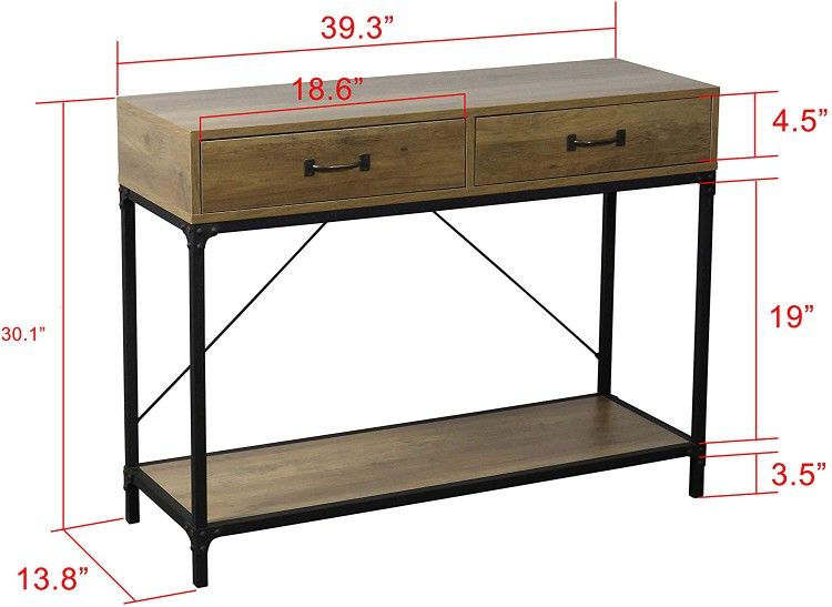Rustic Console Table 2 Drawers