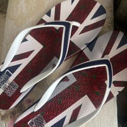London flag with rose sandals #flip flops