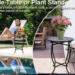 Rust Resistant Metal Side End Table Plant Stand for Indoor Outdoor   Size Height 17", Diameter 13" New Condition